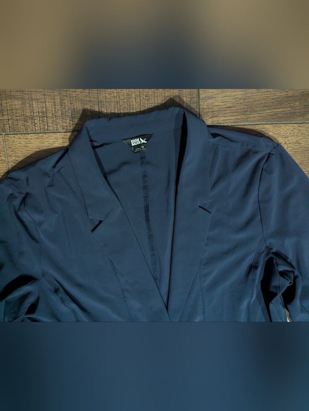 Eddie Bauer Women's Athleisure Blazer Jacket Unlined Stretch Size 14 Zip Pockets - Picture 3 of 16